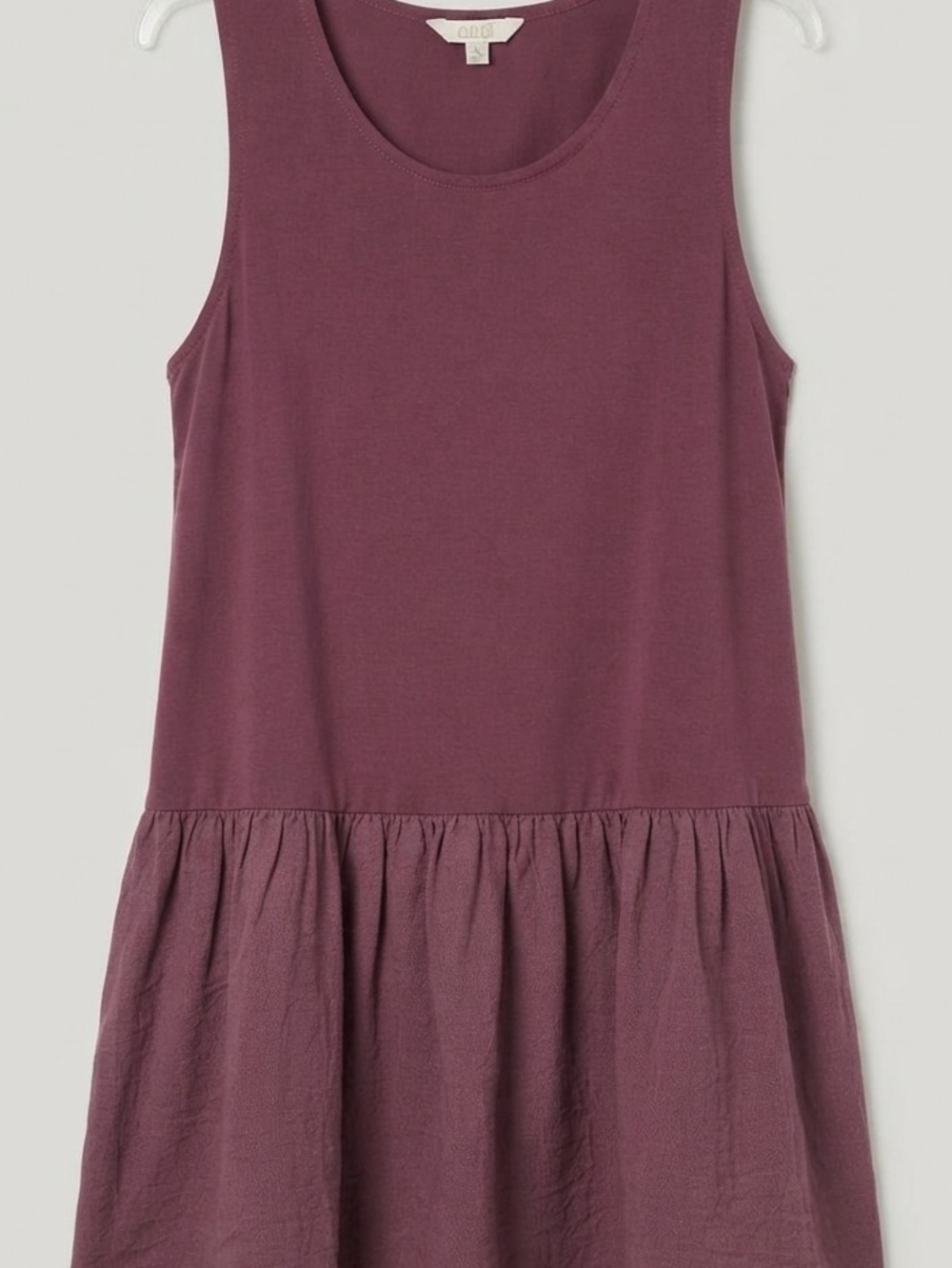 Dusty Plum Purple Sleeveless Drop Waist Ruffle Hem Tunic Slip Dress Size 1XL